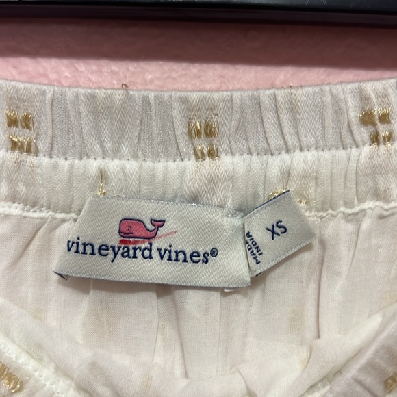 Vineyard Vines Lurex Dobby Fringe Flounce Skirt White Gold Shimmer Ruffle. Sz XS - Picture 4 of 6